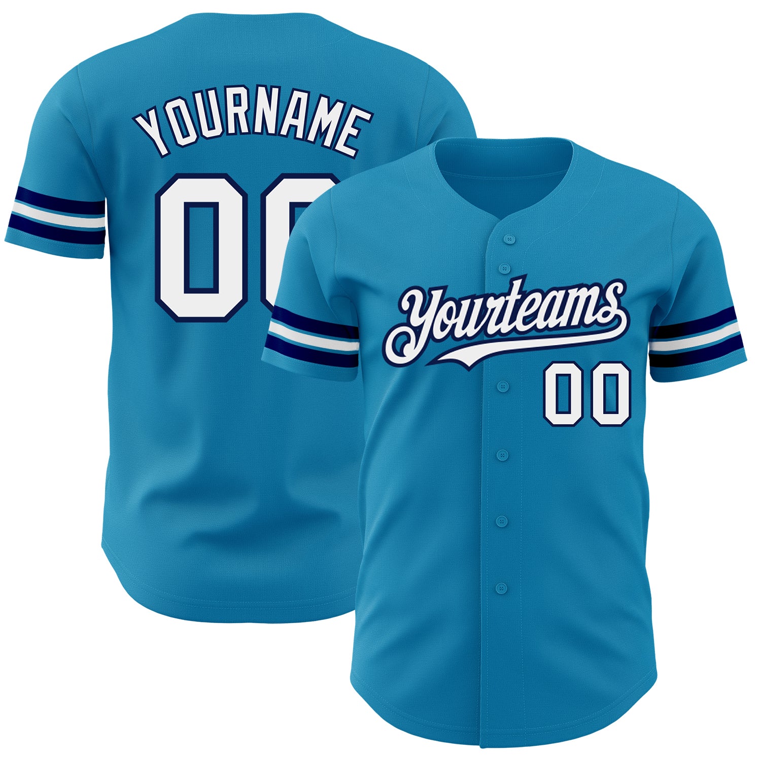 Personalized Panther Blue White-Navy Authentic Baseball Jersey