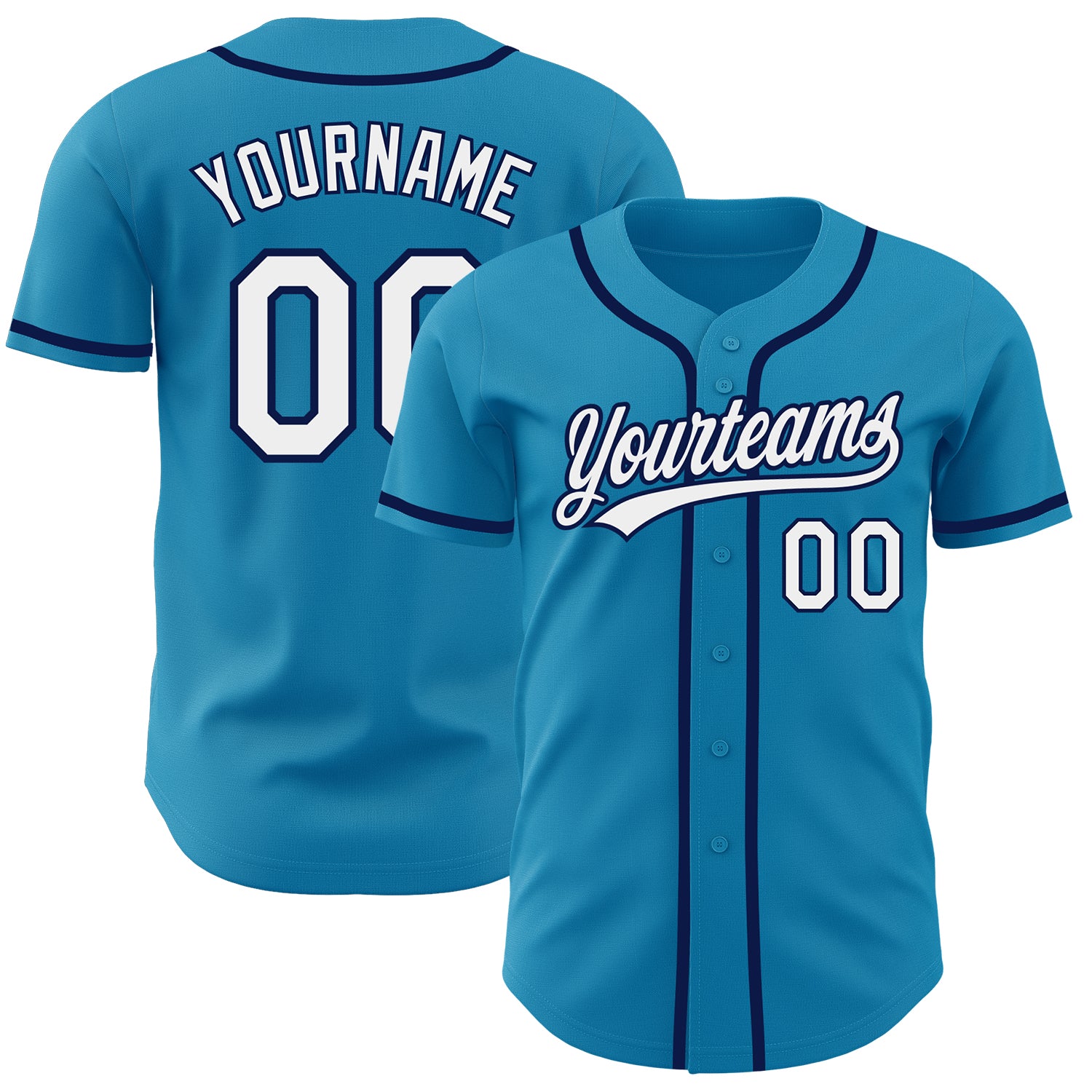 Personalized Panther Blue White-Navy Authentic Baseball Jersey Team Custom Name and Number