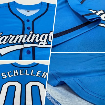 Personalized Panther Blue White-Navy Authentic Baseball Jersey Team Custom Name and Number