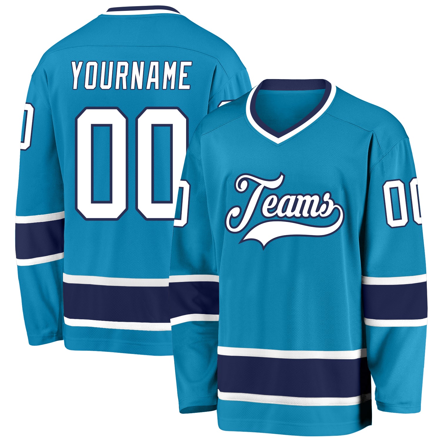 Personalized Panther Blue White-Navy Hockey Jersey Team Custom Name and Number