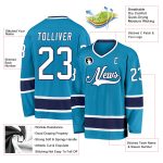 Personalized Panther Blue White-Navy Hockey Jersey Team Custom Name and Number
