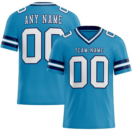 Personalized Panther Blue White-Navy Mesh Authentic Football Jersey