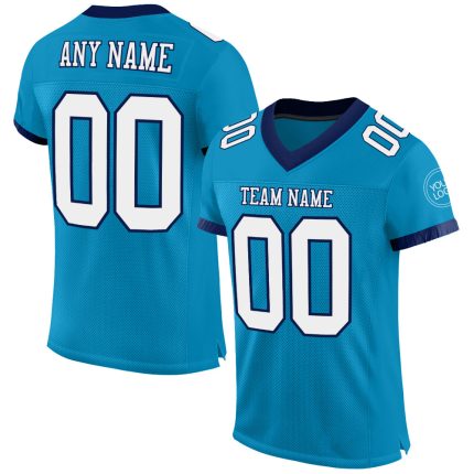 Personalized Panther Blue White-Navy Mesh Authentic Football Jersey Team Custom Name and Number