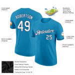Personalized Panther Blue White-Navy Performance T-Shirt Team Custom Name and Number