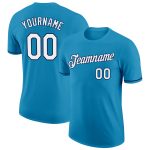 Personalized Panther Blue White-Navy Performance T-Shirt Team Custom Name and Number
