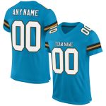 Personalized Panther Blue White-Old Gold Mesh Authentic Football Jersey Team Custom Name and Number