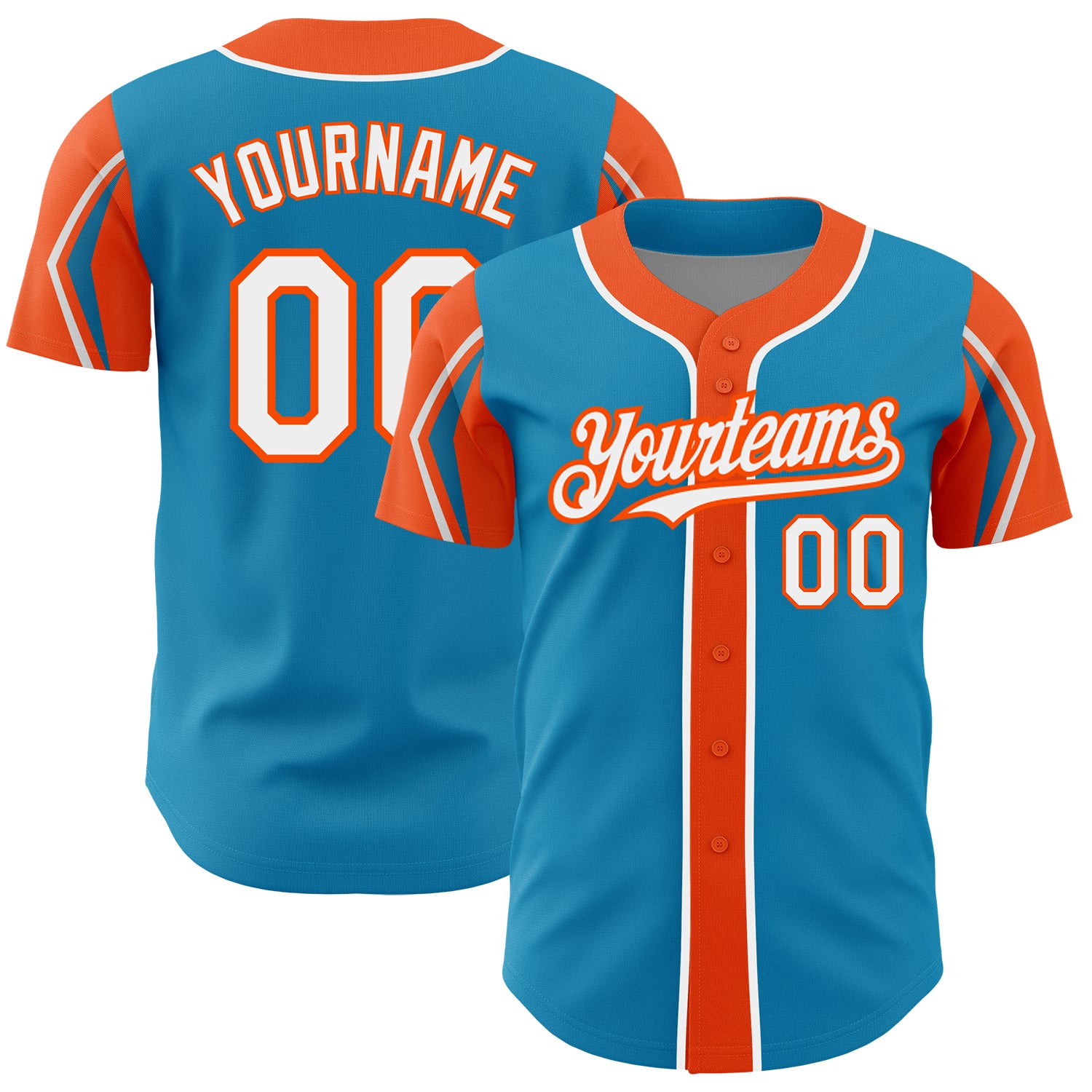 Personalized Panther Blue White-Orange 3 Colors Arm Shapes Authentic Baseball Jersey Team Custom Name and Number