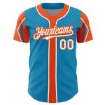 Personalized Panther Blue White-Orange 3 Colors Arm Shapes Authentic Baseball Jersey Team Custom Name and Number