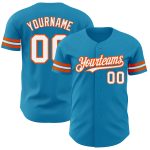 Personalized Panther Blue White-Orange Authentic Baseball Jersey