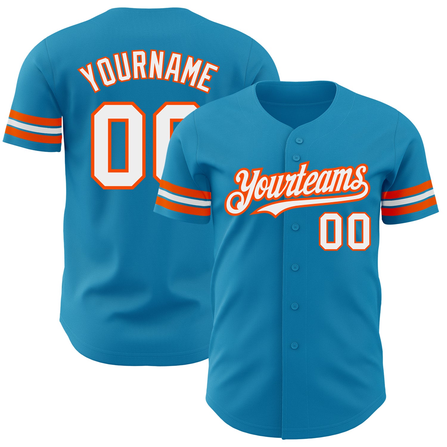 Personalized Panther Blue White-Orange Authentic Baseball Jersey
