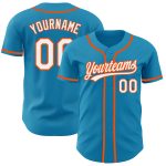 Personalized Panther Blue White-Orange Authentic Baseball Jersey Team Custom Name and Number