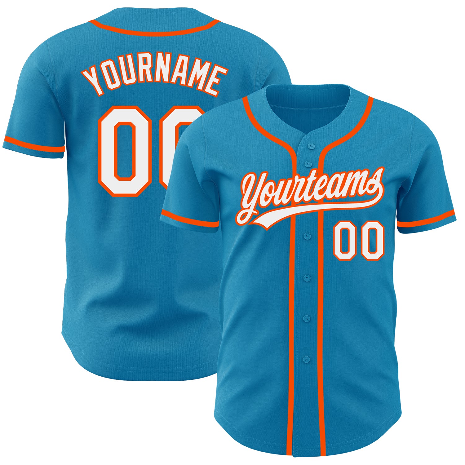 Personalized Panther Blue White-Orange Authentic Baseball Jersey Team Custom Name and Number