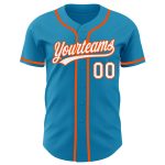 Personalized Panther Blue White-Orange Authentic Baseball Jersey Team Custom Name and Number
