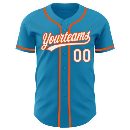Personalized Panther Blue White-Orange Authentic Baseball Jersey Team Custom Name and Number