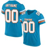 Personalized Panther Blue White-Orange Mesh Authentic Football Jersey Team Custom Name and Number