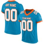Personalized Panther Blue White-Orange Mesh Authentic Football Jersey