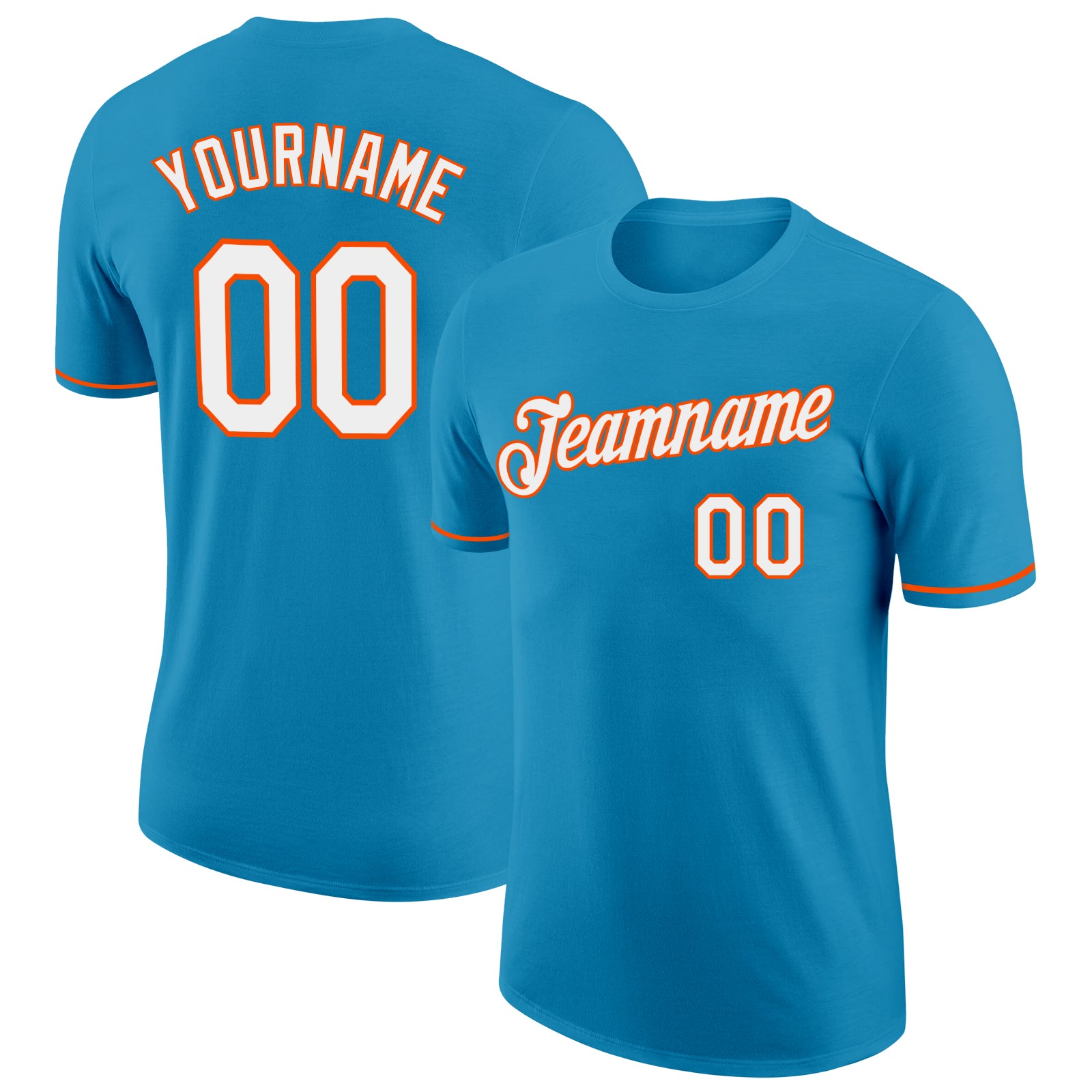 Personalized Panther Blue White-Orange Performance T-Shirt Team Custom Name and Number