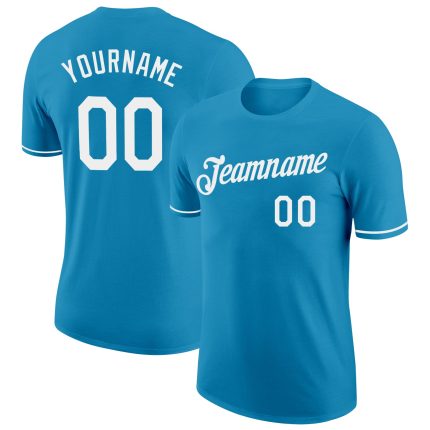 Personalized Panther Blue White Performance T-Shirt Team Custom Name and Number
