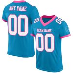 Personalized Panther Blue White-Pink Mesh Authentic Football Jersey Team Custom Name and Number