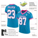 Personalized Panther Blue White-Pink Mesh Authentic Football Jersey Team Custom Name and Number
