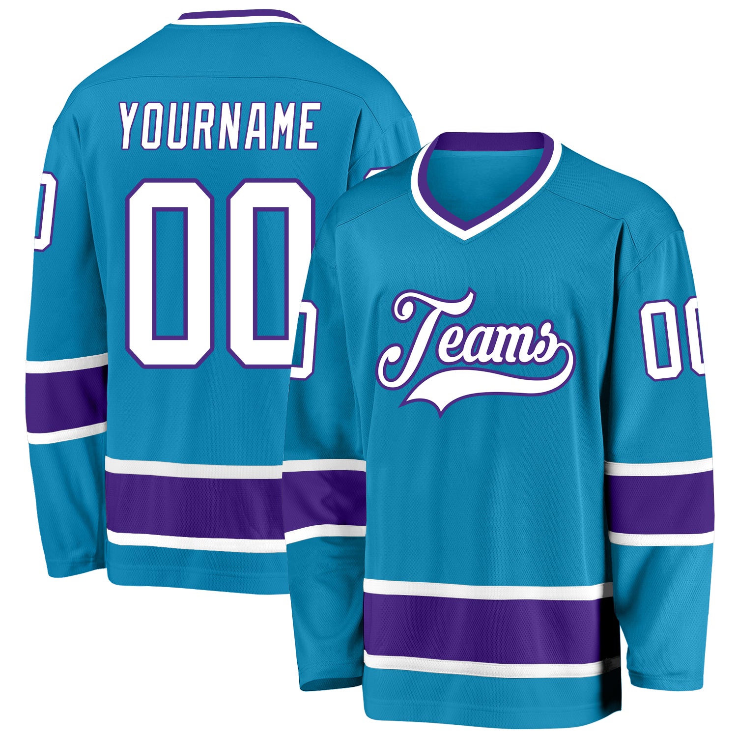 Personalized Panther Blue White-Purple Hockey Jersey Team Custom Name and Number