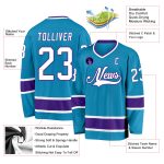 Personalized Panther Blue White-Purple Hockey Jersey Team Custom Name and Number