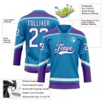 Personalized Panther Blue White-Purple Hockey Lace Neck Jersey Team Custom Name and Number