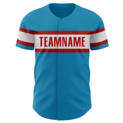 Personalized Panther Blue White-Red Authentic Baseball Jersey