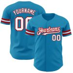 Personalized Panther Blue White-Red Authentic Baseball Jersey Team Custom Name and Number
