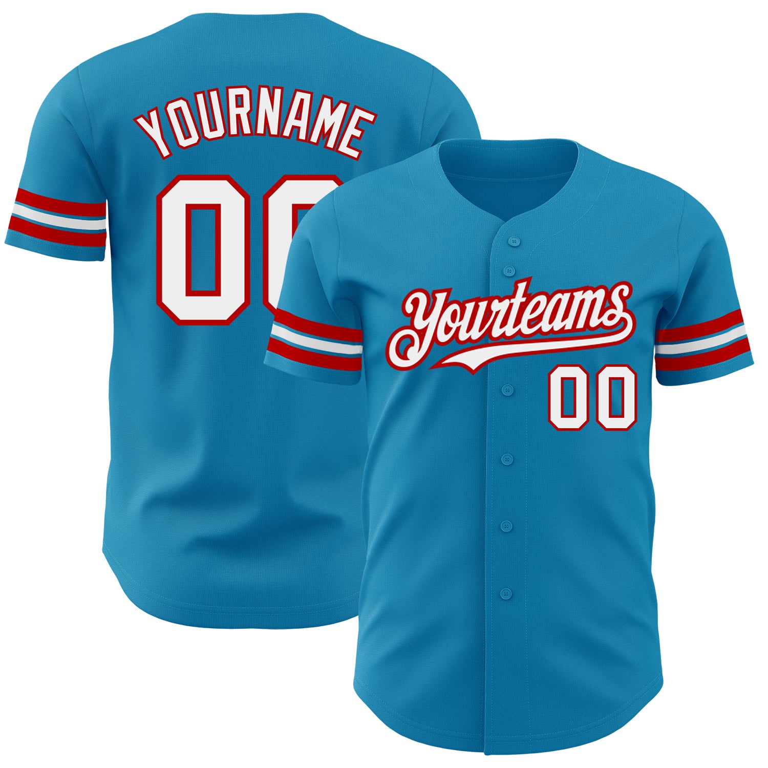 Personalized Panther Blue White-Red Authentic Baseball Jersey Team Custom Name and Number