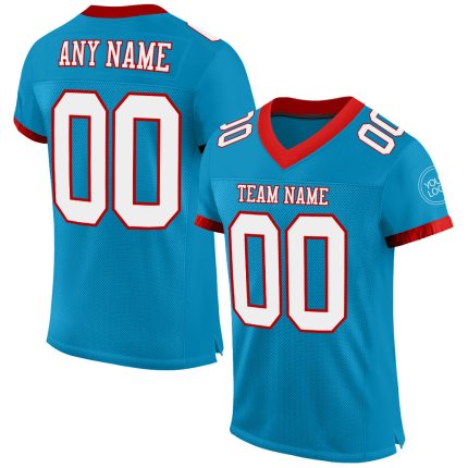 Personalized Panther Blue White-Red Mesh Authentic Football Jersey