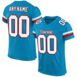 Personalized Panther Blue White-Red Mesh Authentic Football Jersey Team Custom Name and Number