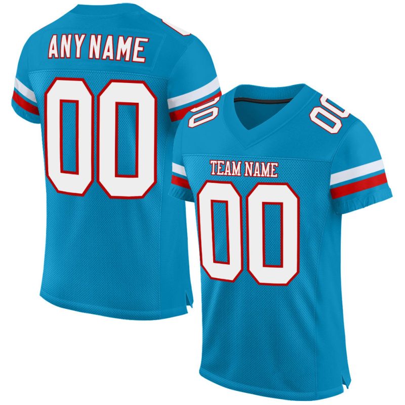 Personalized Panther Blue White-Red Mesh Authentic Football Jersey Team Custom Name and Number