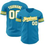 Personalized Panther Blue White-Yellow Authentic Baseball Jersey