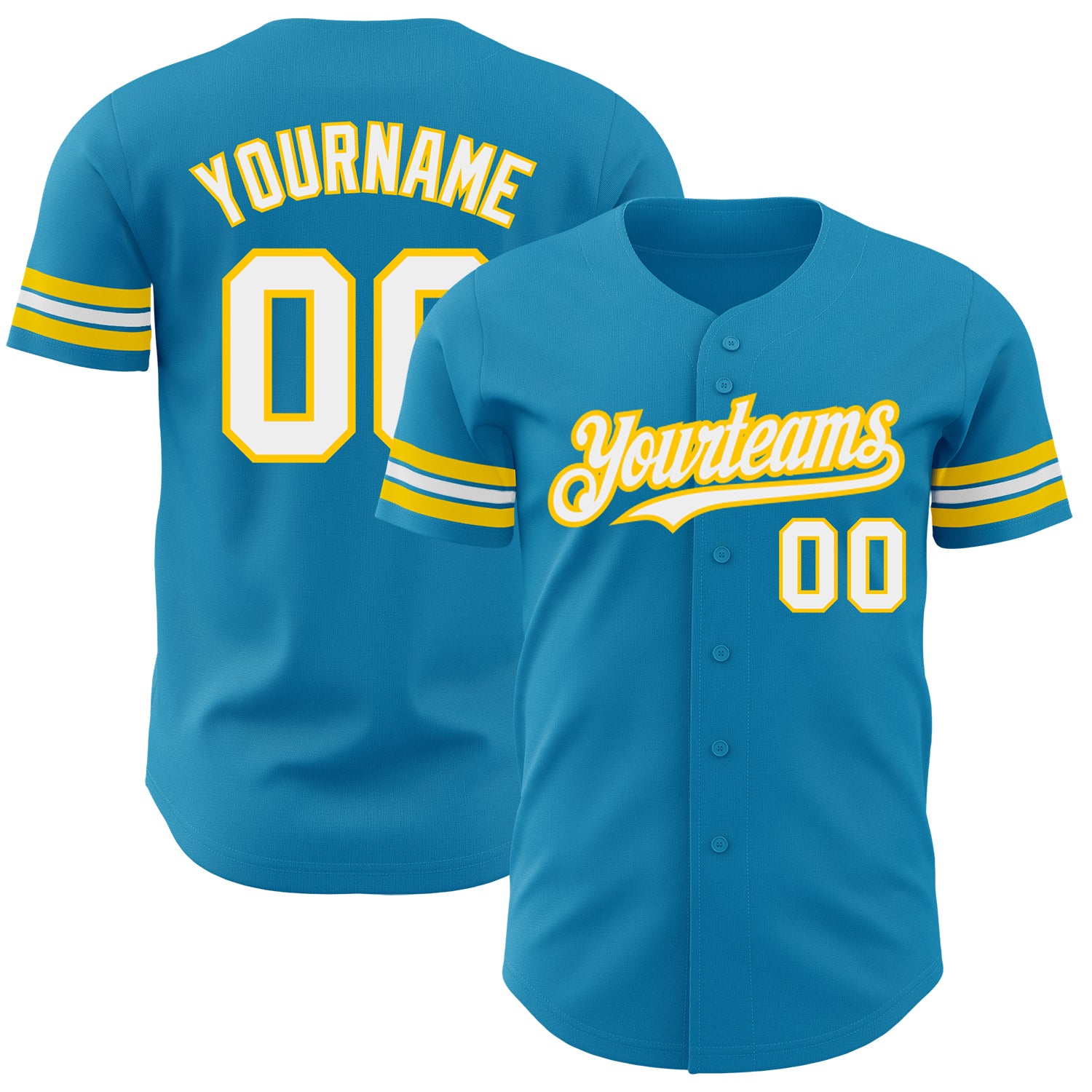 Personalized Panther Blue White-Yellow Authentic Baseball Jersey