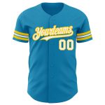 Personalized Panther Blue White-Yellow Authentic Baseball Jersey