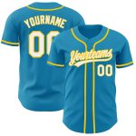 Personalized Panther Blue White-Yellow Authentic Baseball Jersey Team Custom Name and Number