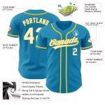 Personalized Panther Blue White-Yellow Authentic Baseball Jersey Team Custom Name and Number