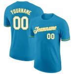 Personalized Panther Blue White-Yellow Performance T-Shirt Team Custom Name and Number