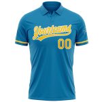 Personalized Panther Blue Yellow-White Performance Vapor Golf Polo Shirt Team Custom Name and Number