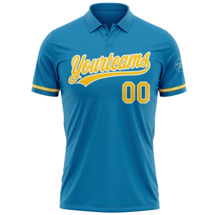 Personalized Panther Blue Yellow-White Performance Vapor Golf Polo Shirt Team Custom Name and Number