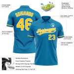 Personalized Panther Blue Yellow-White Performance Vapor Golf Polo Shirt Team Custom Name and Number
