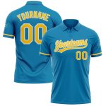 Personalized Panther Blue Yellow-White Performance Vapor Golf Polo Shirt Team Custom Name and Number