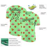 Personalized Pea Green Black 3D Pattern Design Food Pizza And Burger Performance T-Shirt Team Custom Name and Number