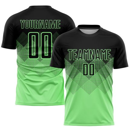 Personalized Pea Green Black Sublimation Soccer Uniform Jersey Team Custom Name and Number
