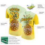 Personalized Pea Green Gold-Black 3D Pattern Design Hawaii Style Pineapple Performance T-Shirt Team Custom Name and Number