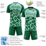 Personalized Pea Green Kelly Green-White Animal Print Sublimation Soccer Uniform Jersey Team Custom Name and Number