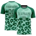 Personalized Pea Green Kelly Green-White Animal Print Sublimation Soccer Uniform Jersey Team Custom Name and Number