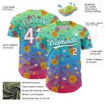 Personalized Pea Green Neon Pink Aqua-Sky Blue 3D Pattern Design Champion Medal Authentic Baseball Jersey Team Custom Name and Number