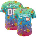Personalized Pea Green Neon Pink Aqua-Sky Blue 3D Pattern Design Champion Medal Authentic Baseball Jersey Team Custom Name and Number